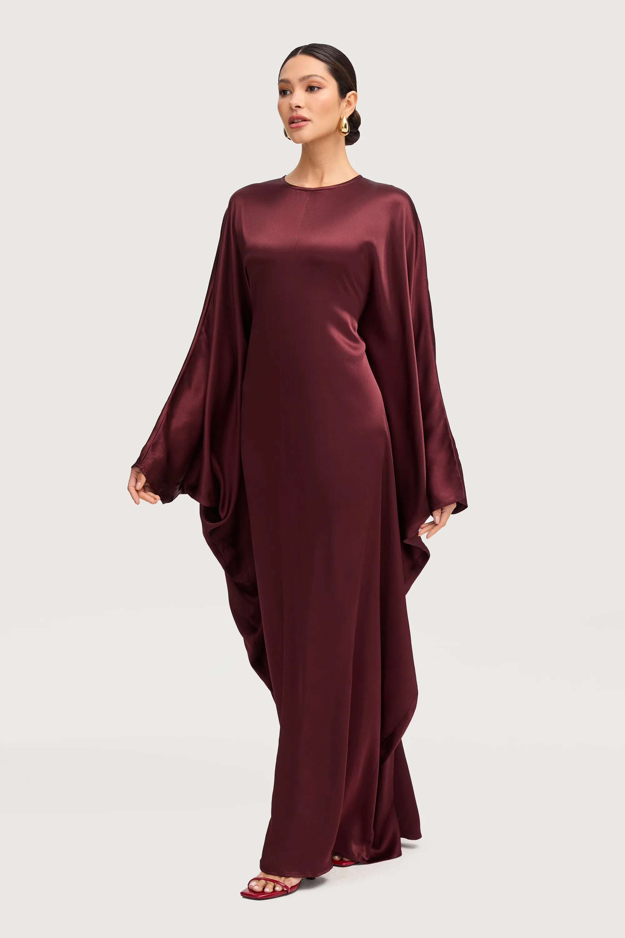 Nayla Silk Butterfly Inner Tie Abaya Dress- Karaz