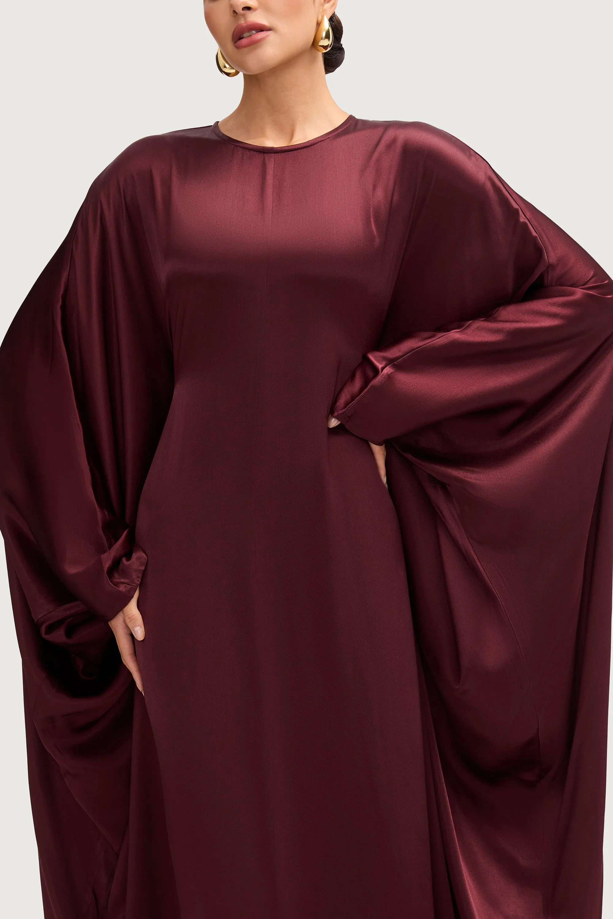 Nayla Silk Butterfly Inner Tie Abaya Dress- Karaz