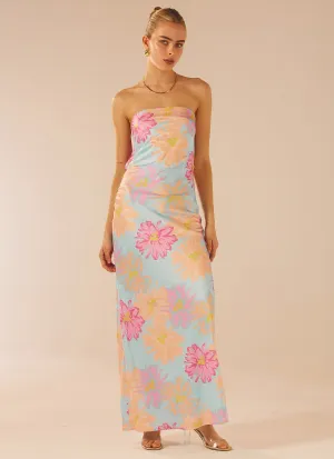 No Service Satin Maxi Dress - Spring Floral