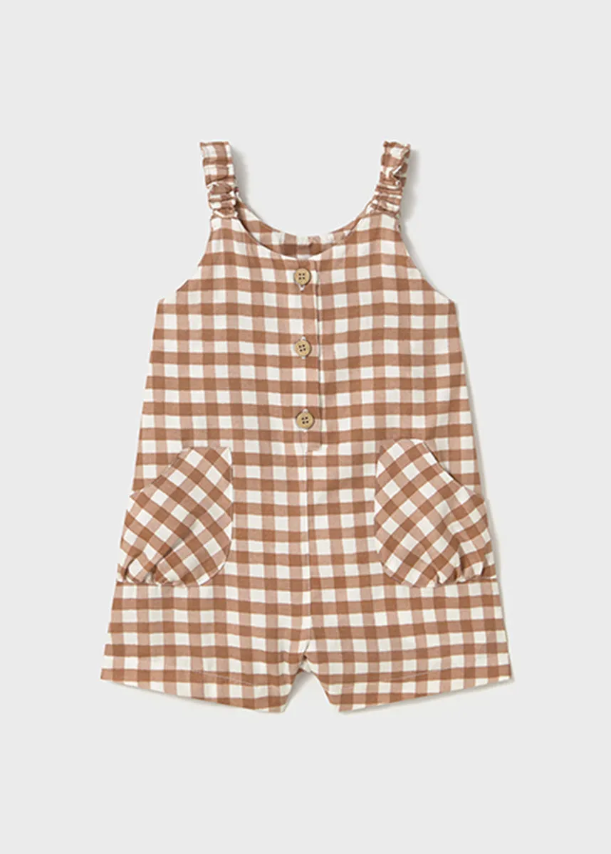 Nolan Gingham Romper - Toffee