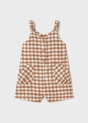 Nolan Gingham Romper - Toffee