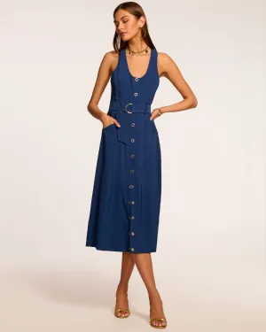 Nomi Sleeveless Belted Midi Dress