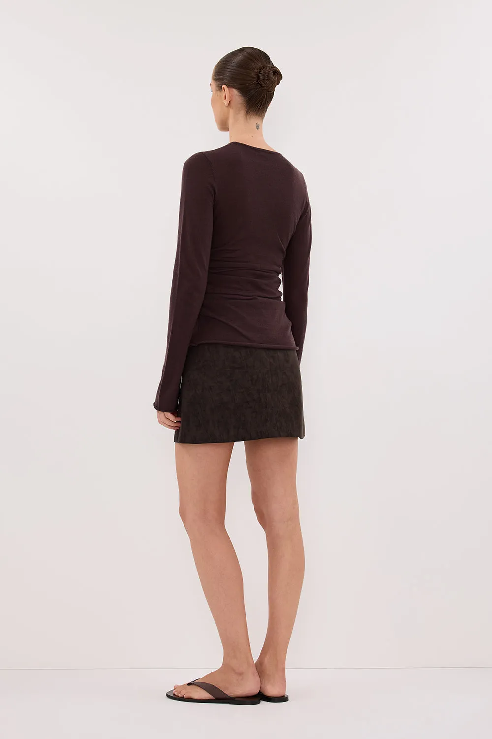 OAKLAND CHOC FAUX SUEDE MINI SKIRT