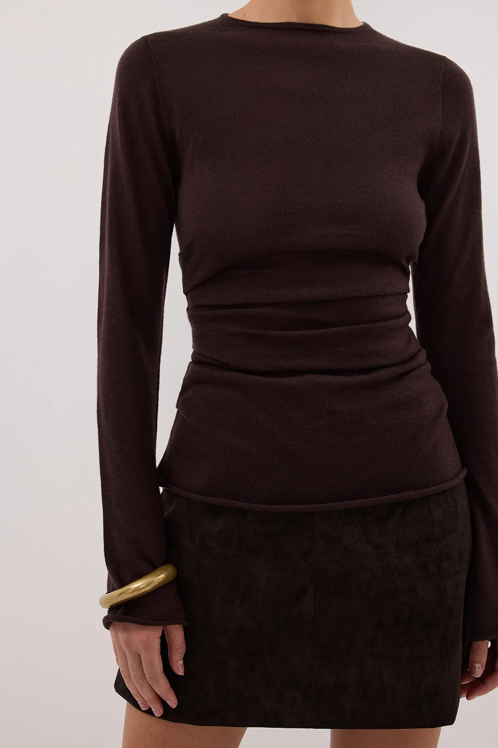 OAKLAND CHOC FAUX SUEDE MINI SKIRT