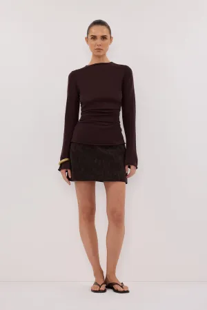 OAKLAND CHOC FAUX SUEDE MINI SKIRT
