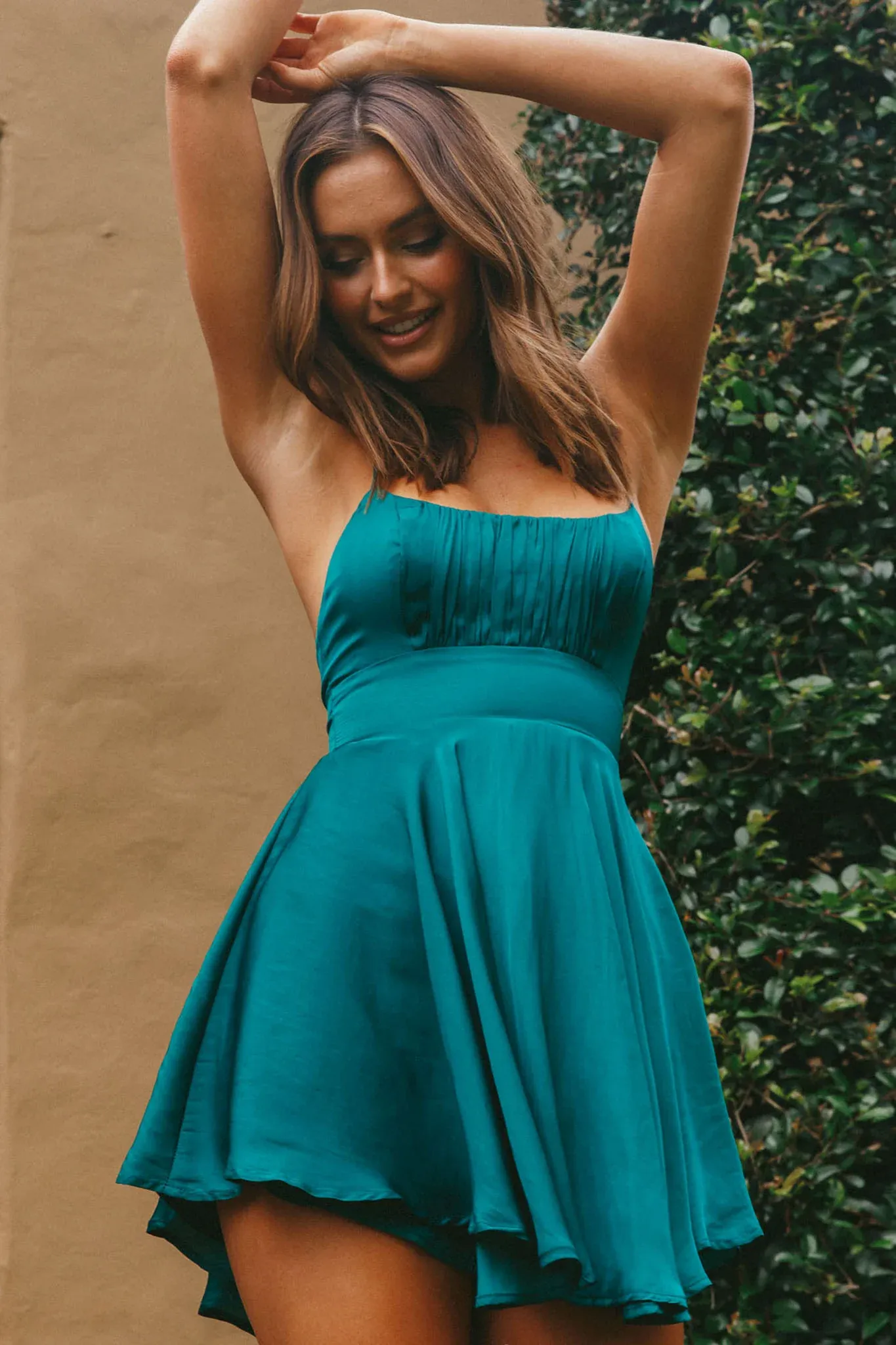 One Sweet Day Gathered Bust A-Line Dress Forest Green