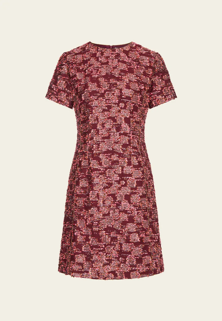 Orange Lurex Tweed Short Sleeves Dress