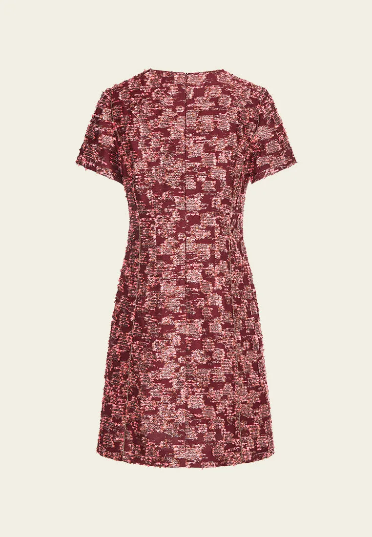 Orange Lurex Tweed Short Sleeves Dress