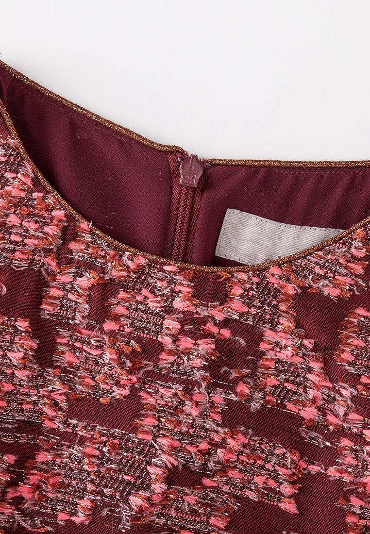Orange Lurex Tweed Short Sleeves Dress