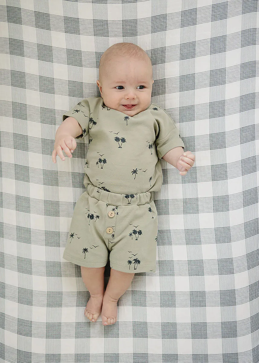 Palm Tree Button Short Set