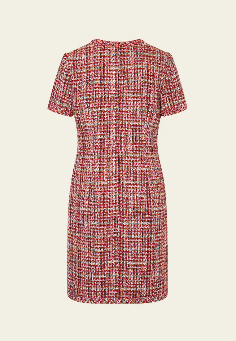 Patch-pocket Bead-detail Concealed-fastening Short-sleeve Dress