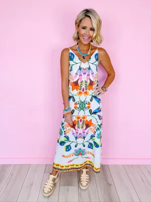 PATIO SIPPING FLORAL MAXI DRESS