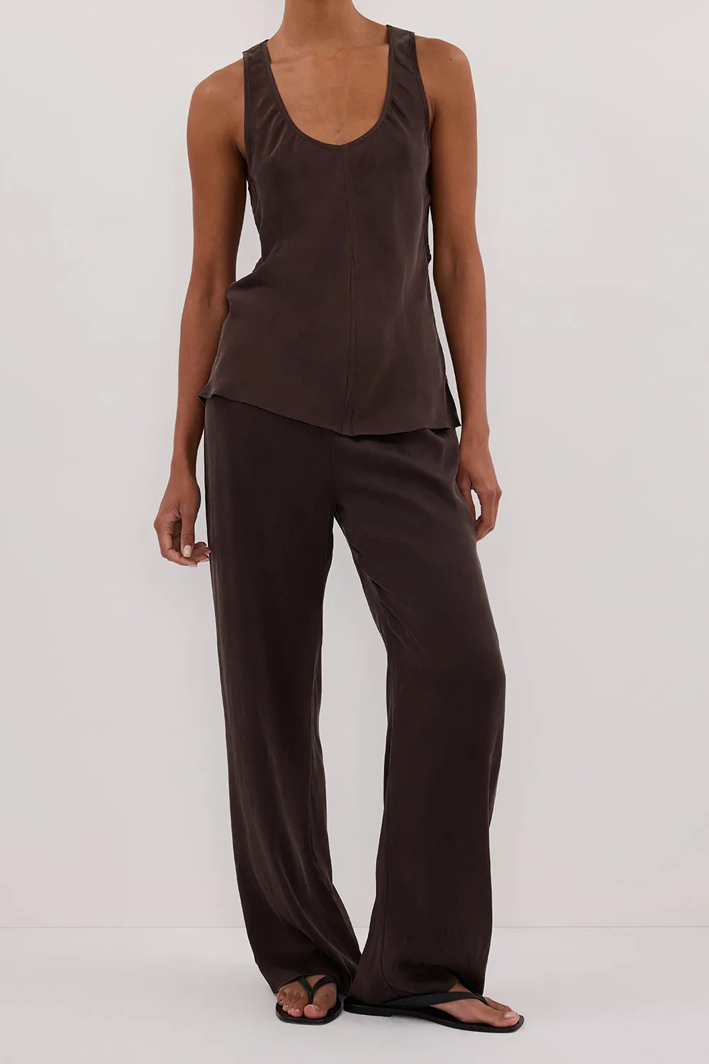 PERCY BITTER CHOC SILK PANT