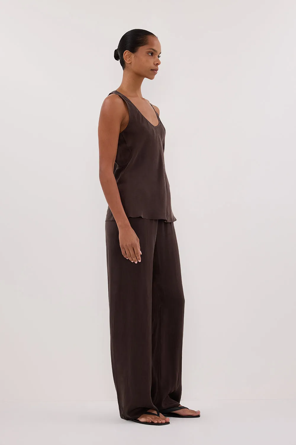 PERCY BITTER CHOC SILK PANT