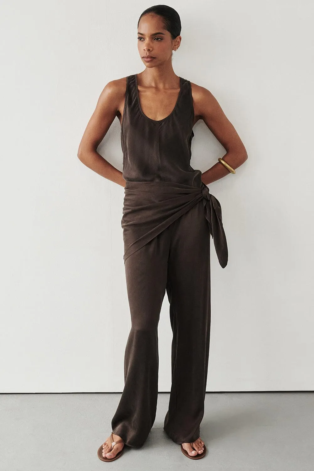 PERCY BITTER CHOC SILK PANT