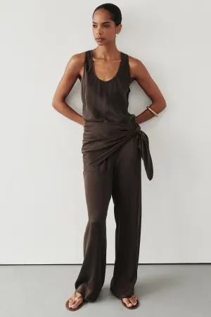 PERCY BITTER CHOC SILK PANT