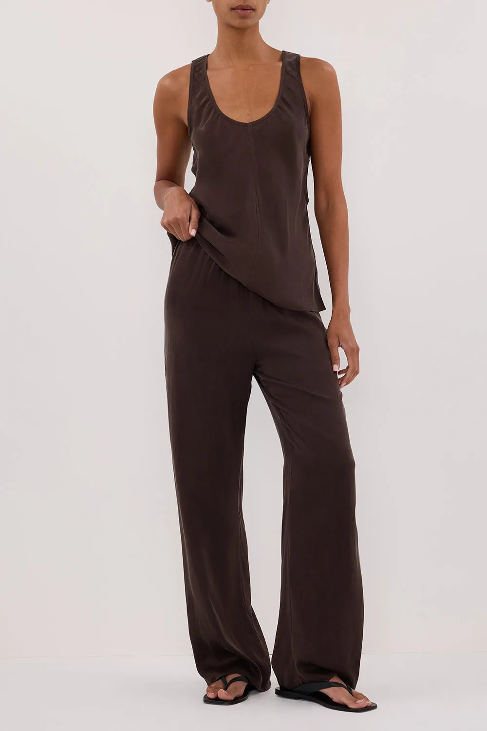 PERCY BITTER CHOC SILK PANT