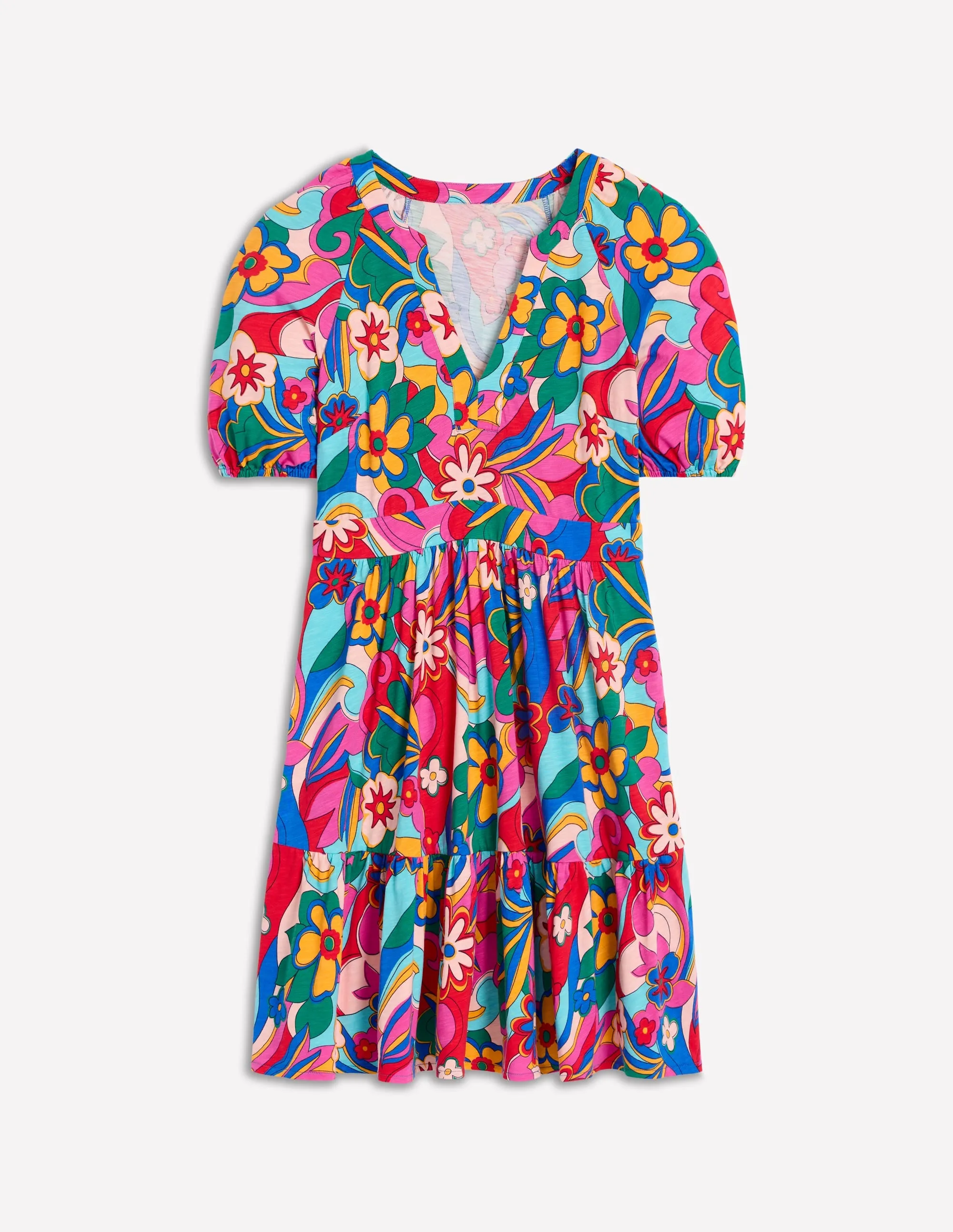 Piper Short Jersey Dress-Multi. Blossomy Pop