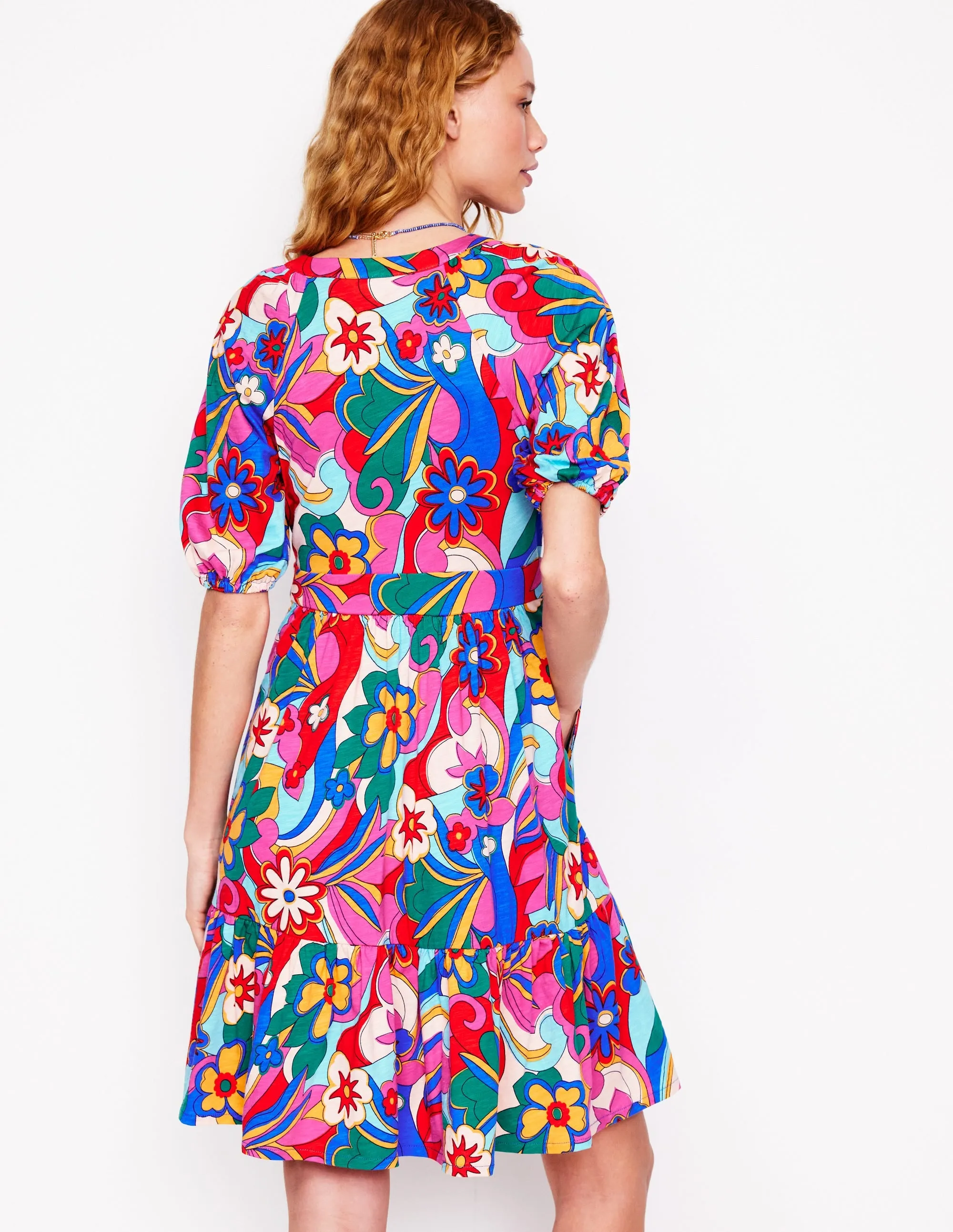 Piper Short Jersey Dress-Multi. Blossomy Pop