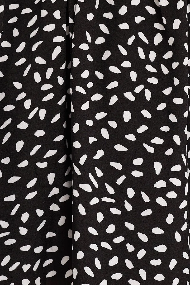 Print Puff Sleeve Skater Dress