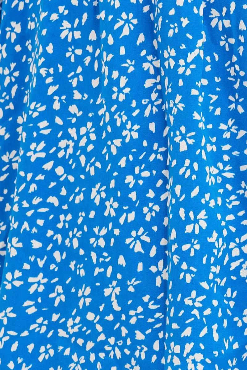 Print Puff Sleeve Skater Dress