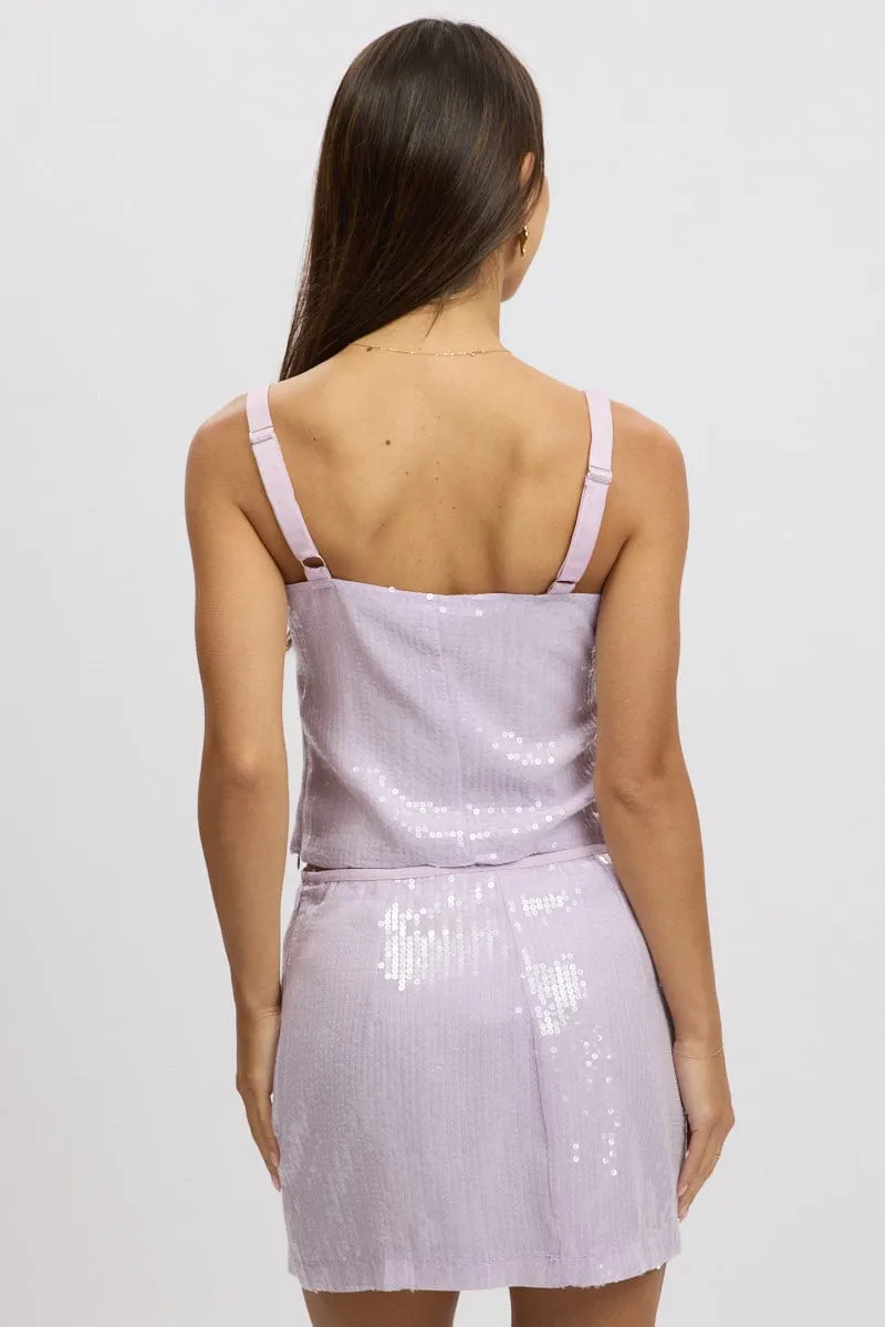 Purple Sequin Top Sleeveless