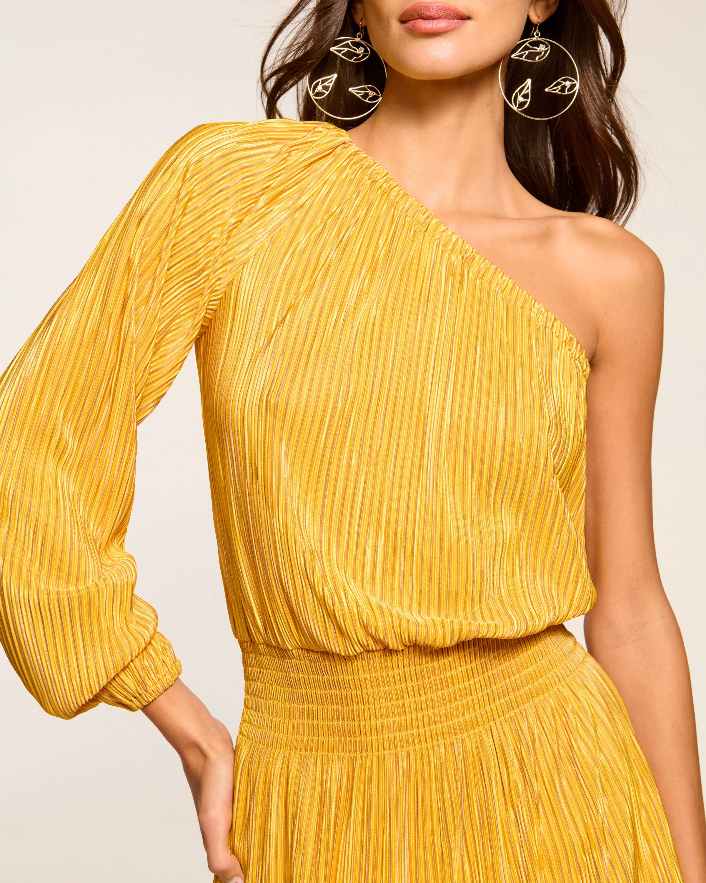 Raashi One-Shoulder Pleated Knit Mini Dress