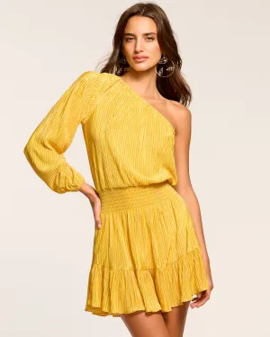 Raashi One-Shoulder Pleated Knit Mini Dress