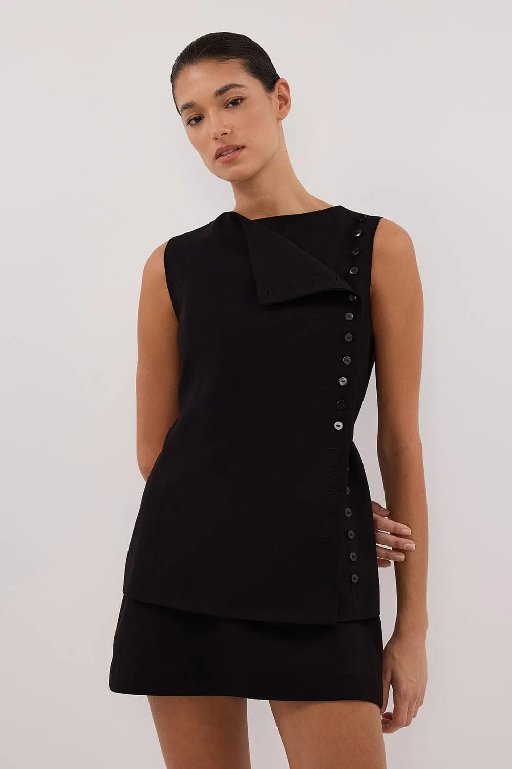 REN BLACK SIDE BUTTON VEST