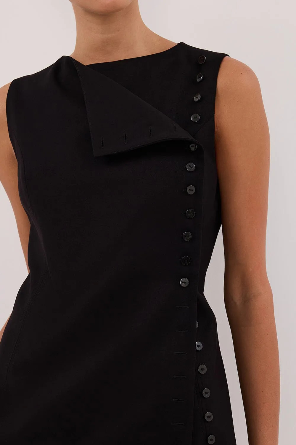 REN BLACK SIDE BUTTON VEST