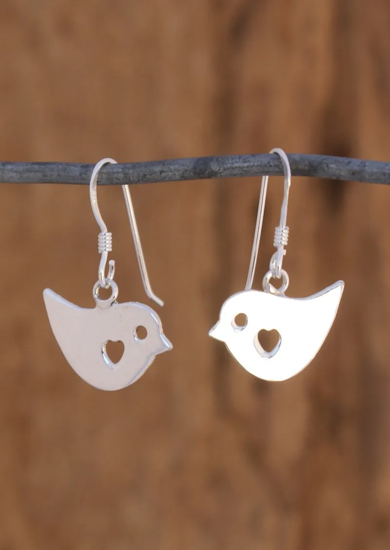 Robin Bird Silver Earrings