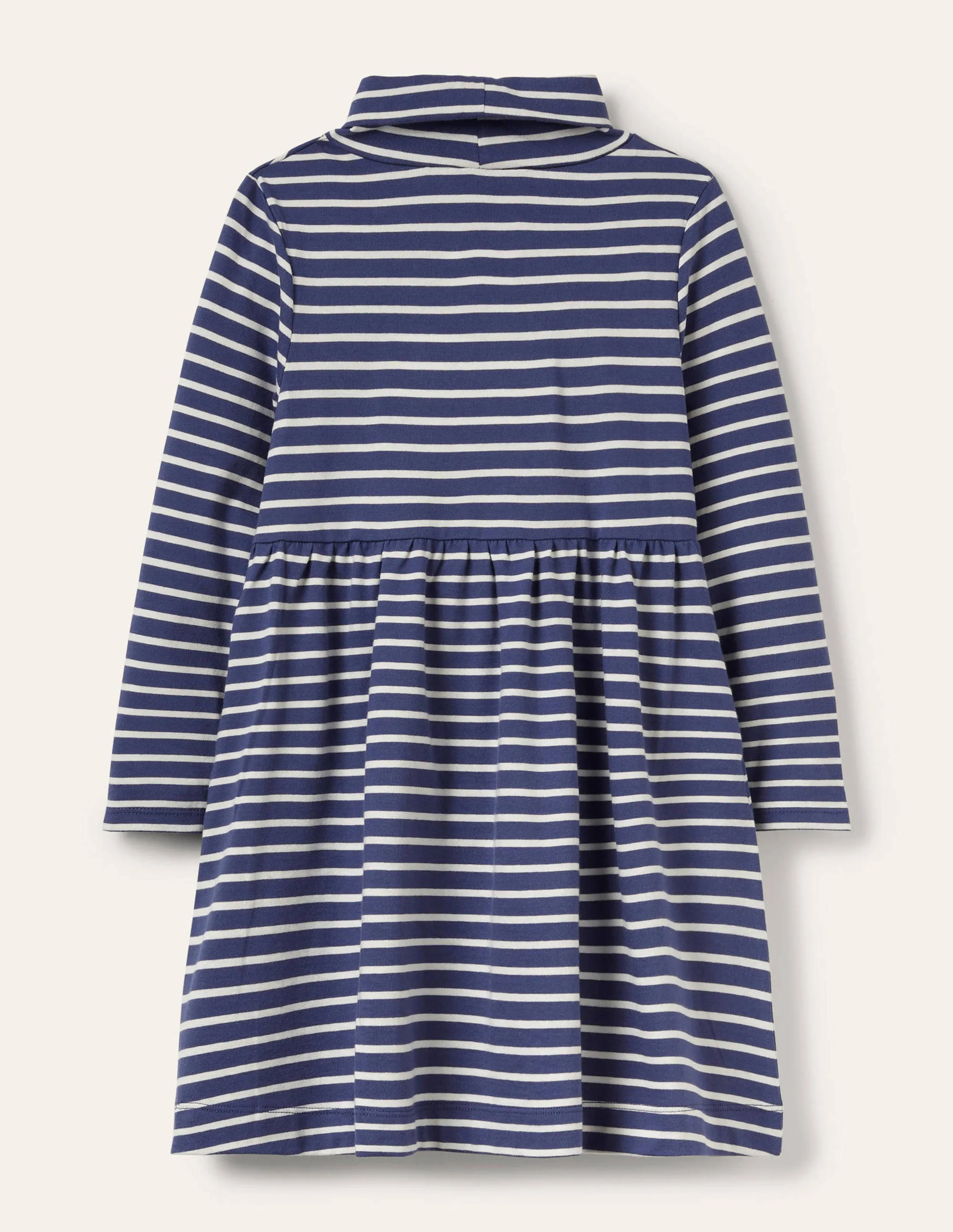 Roll Neck Supersoft Dress-Starboard Blue/ Ivory