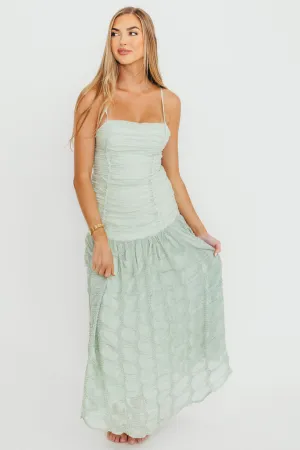 Rosie Ruched Maxi Dress in Mint