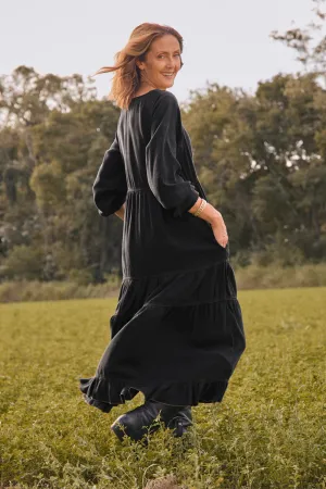 Sabre Tencel Maxi Dress in Black