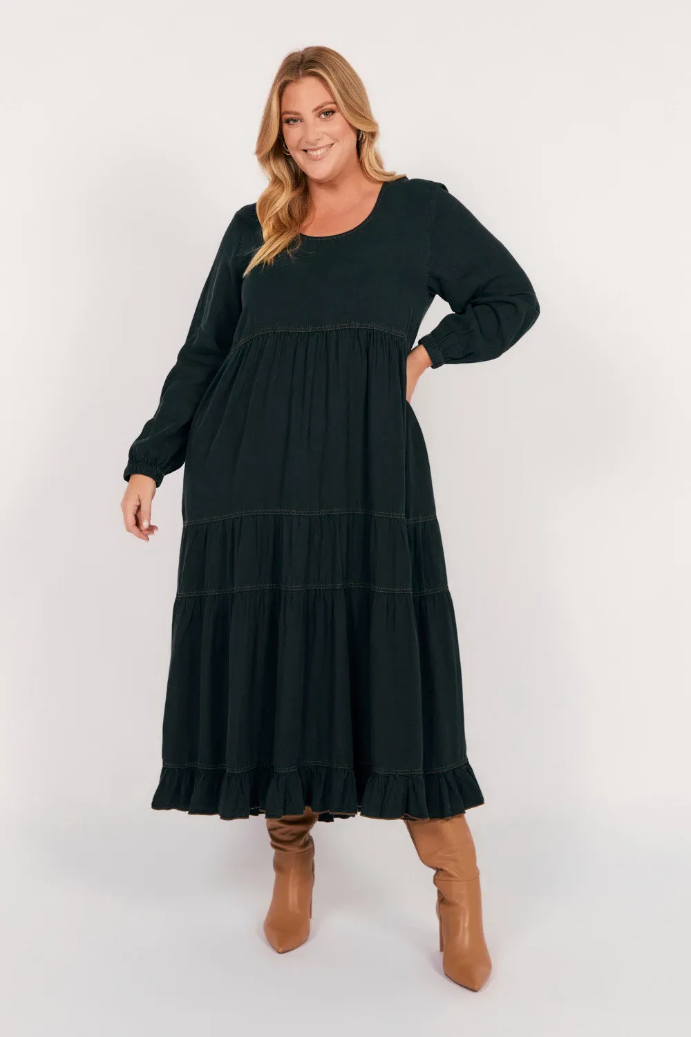 Sabre Tencel Maxi Dress in Black