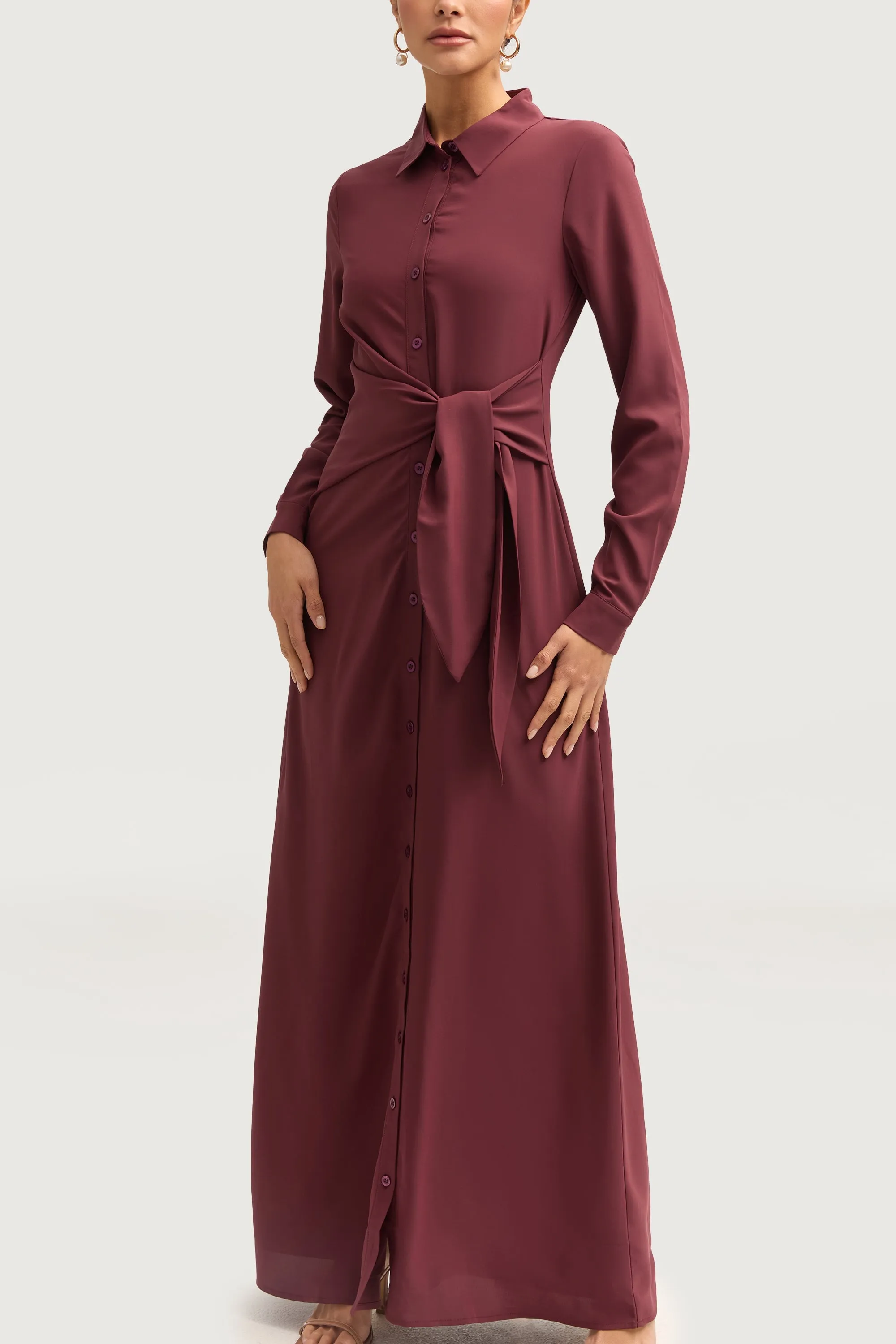 Sandra Side Tie Maxi Dress - Marron