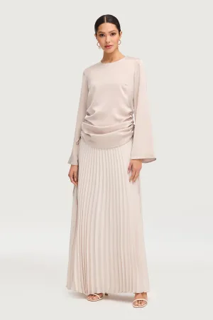 Satin Side Rouched Top - Cloud