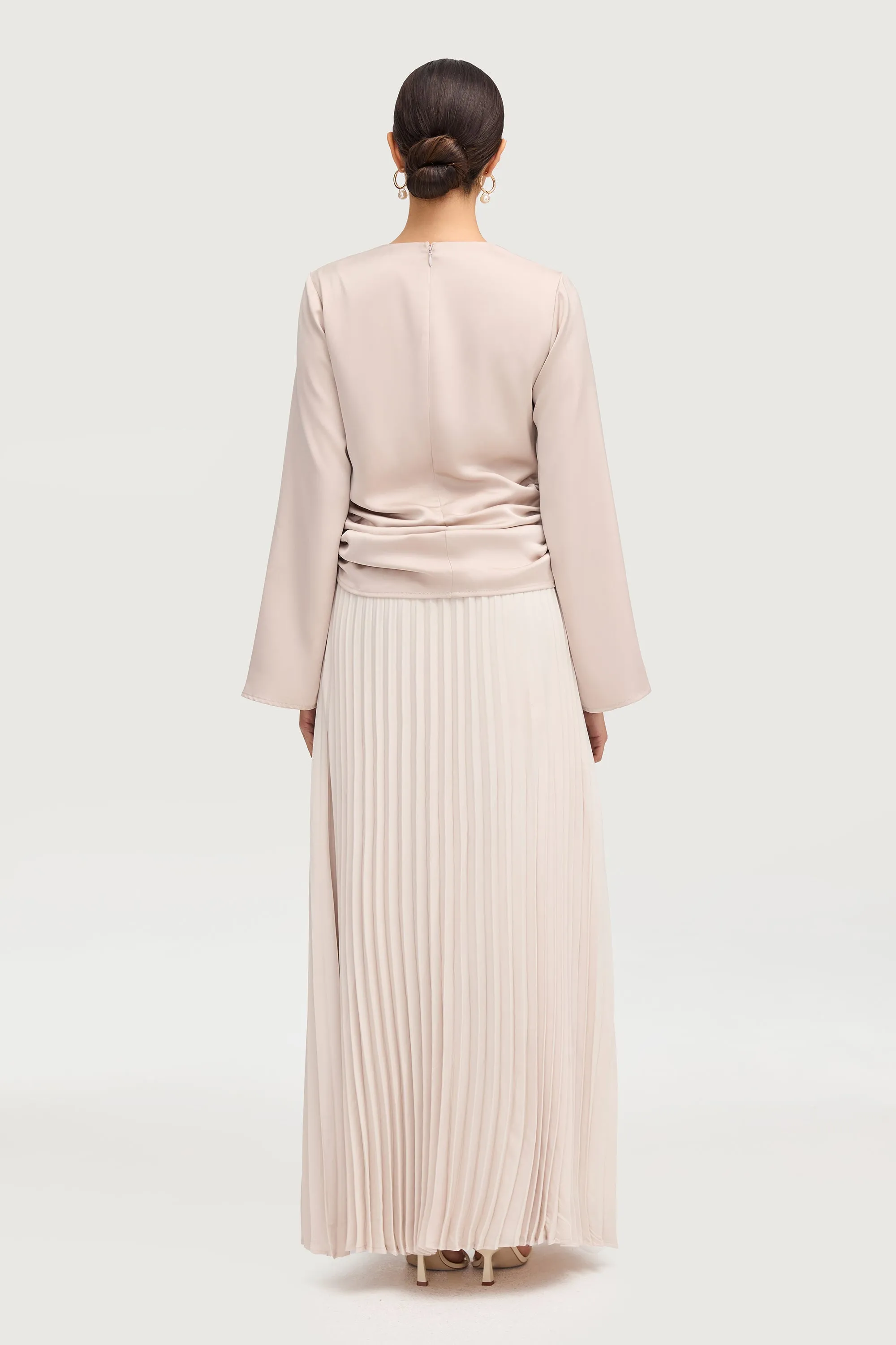 Satin Side Rouched Top - Cloud