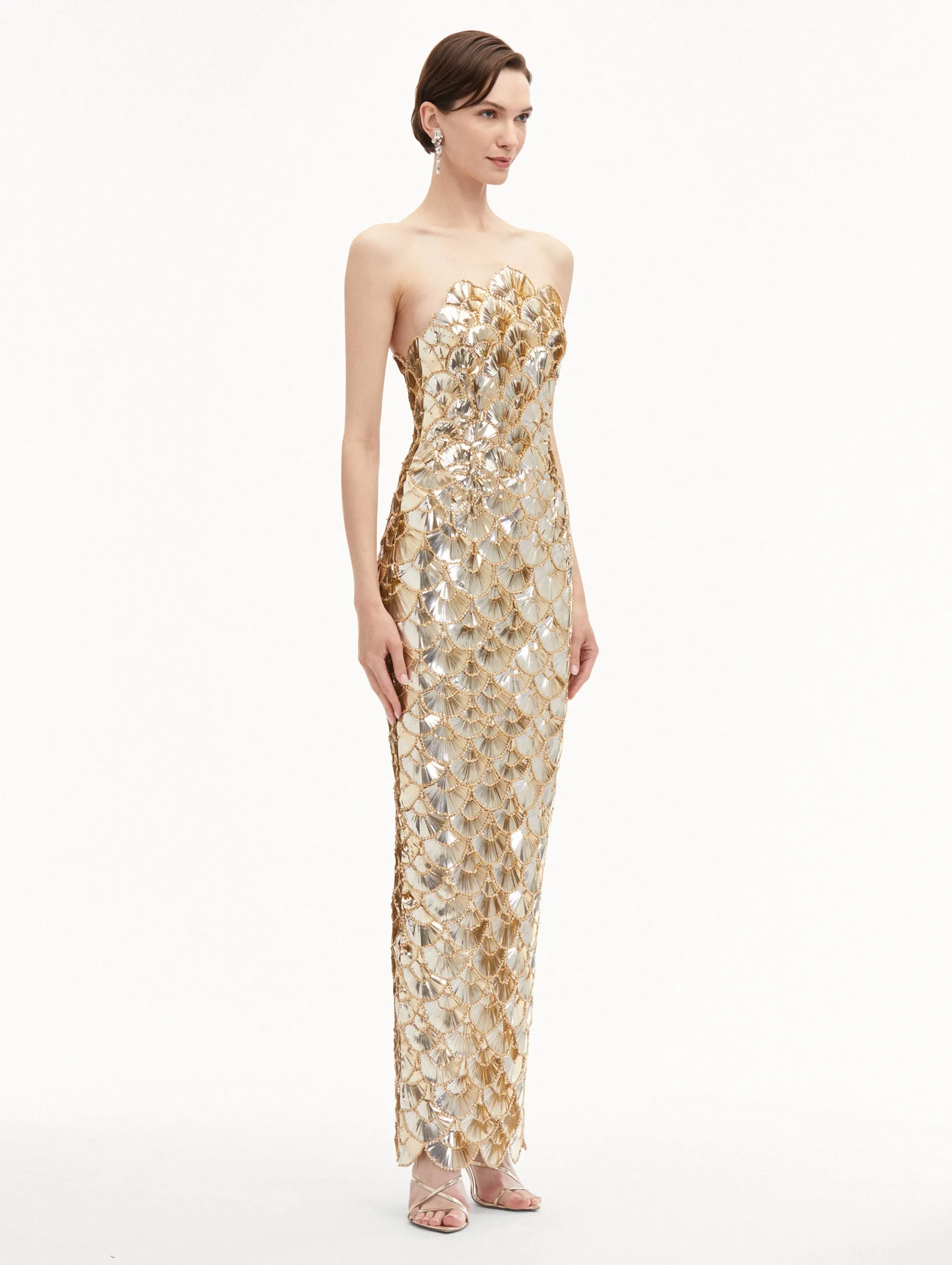 Sequin Scallop Embroidered Gown