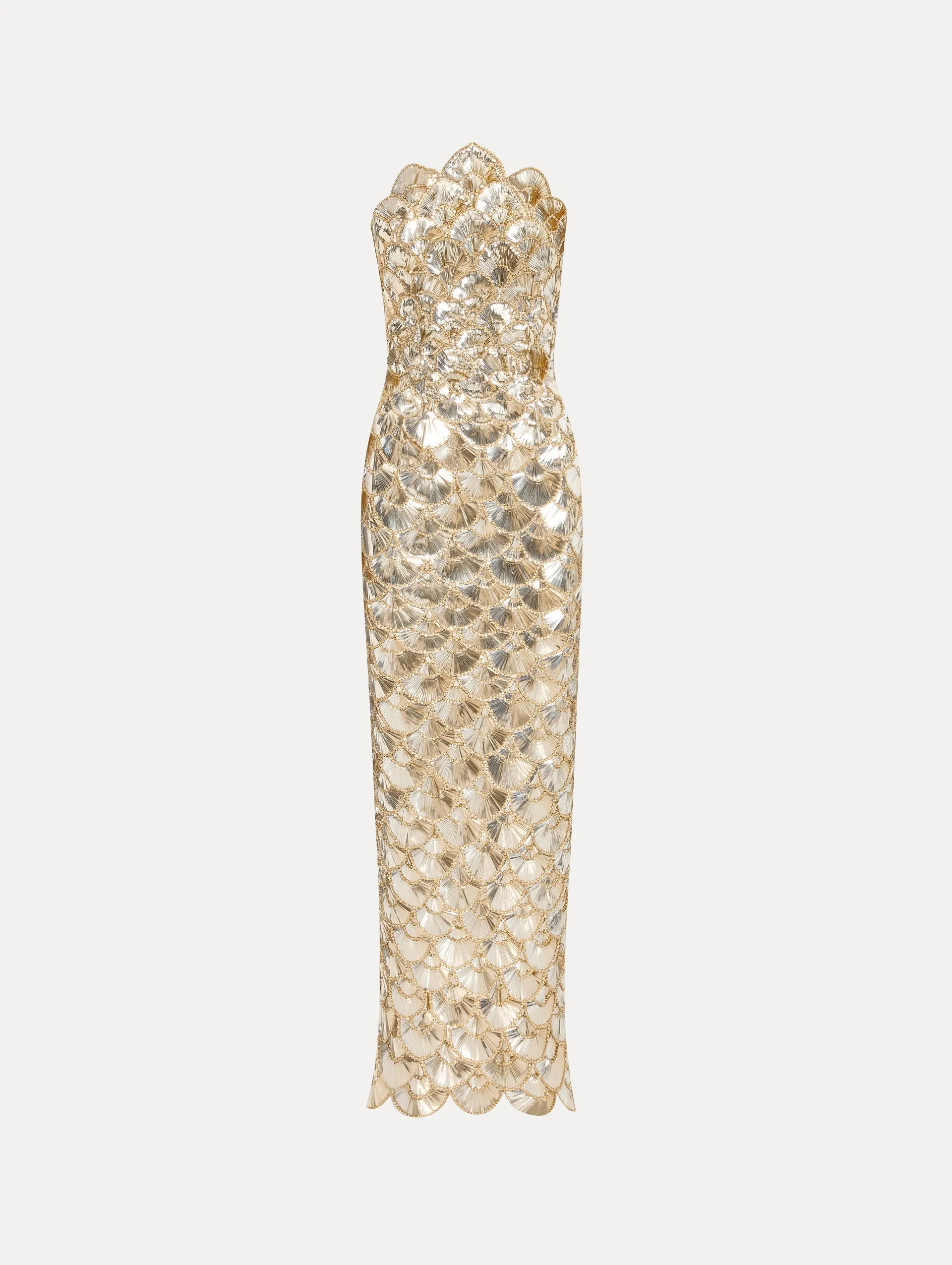 Sequin Scallop Embroidered Gown