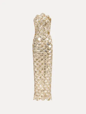 Sequin Scallop Embroidered Gown
