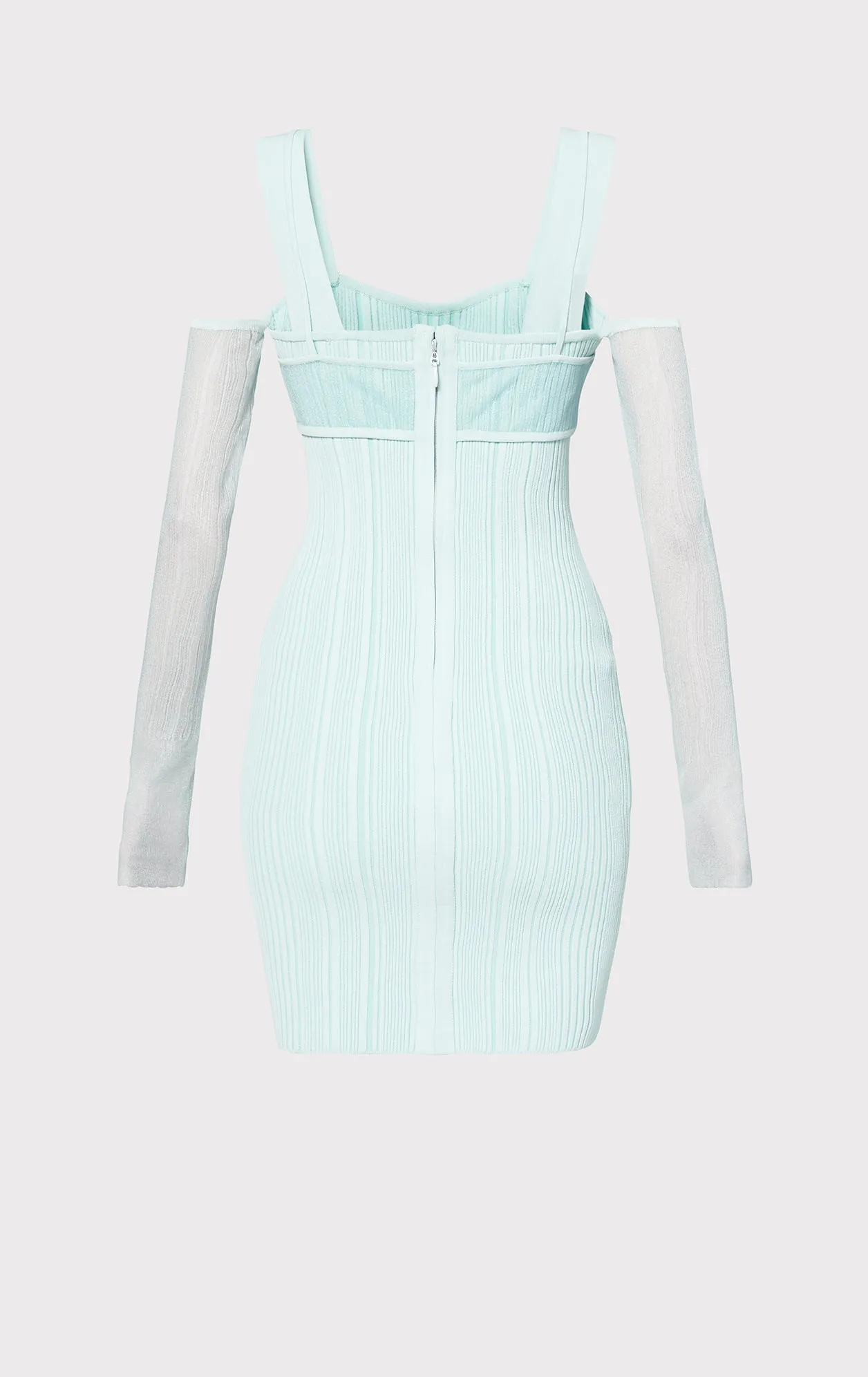 SHEER LAYERED RIB MINI DRESS