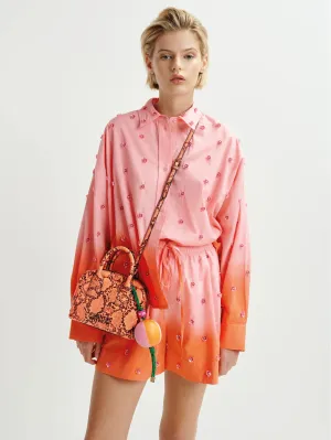 Shirt with Gradient Color and Coral Sequins