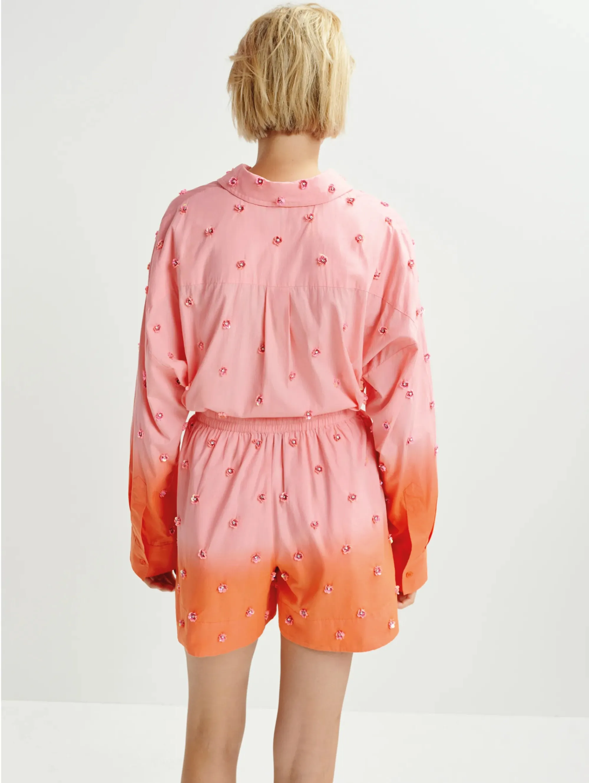 Shirt with Gradient Color and Coral Sequins