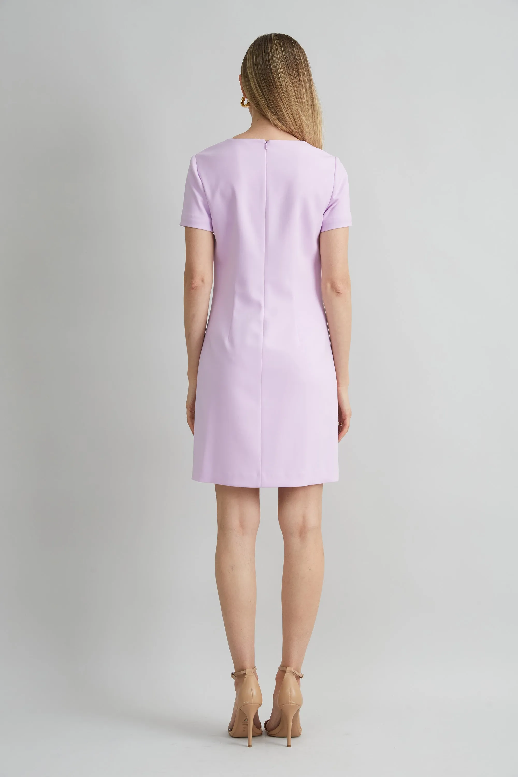 Short Sleeve Flower Applique Dress