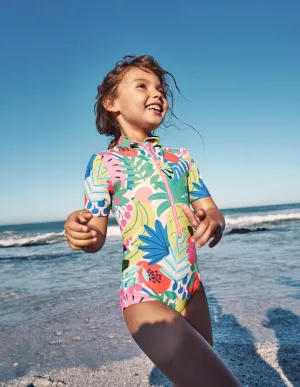 Short-sleeved Swimsuit-Multi Tropical Fruit