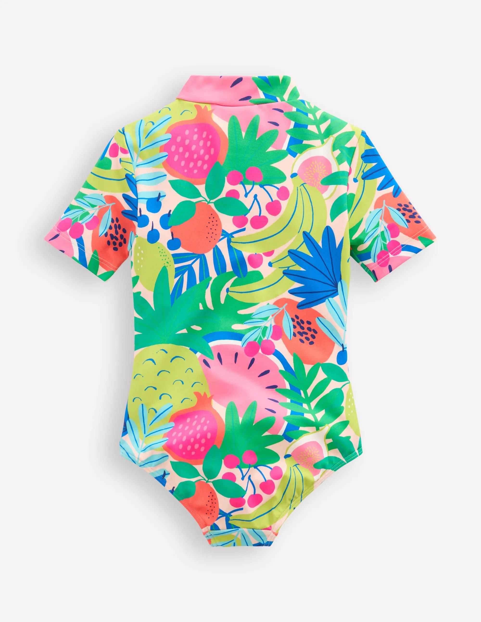 Short-sleeved Swimsuit-Multi Tropical Fruit