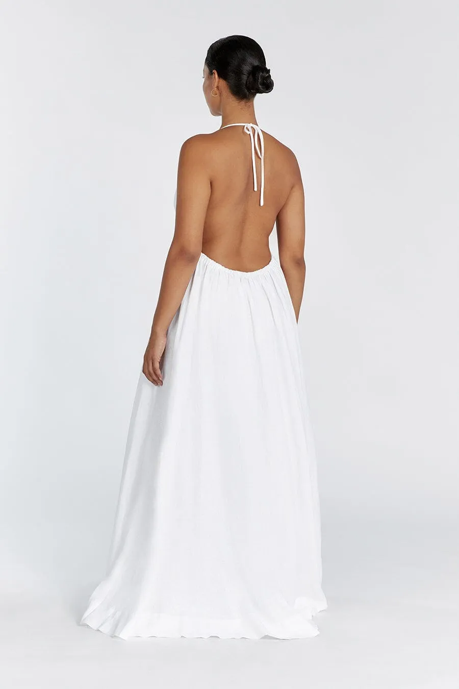 SICILY WHITE LINEN MAXI DRESS