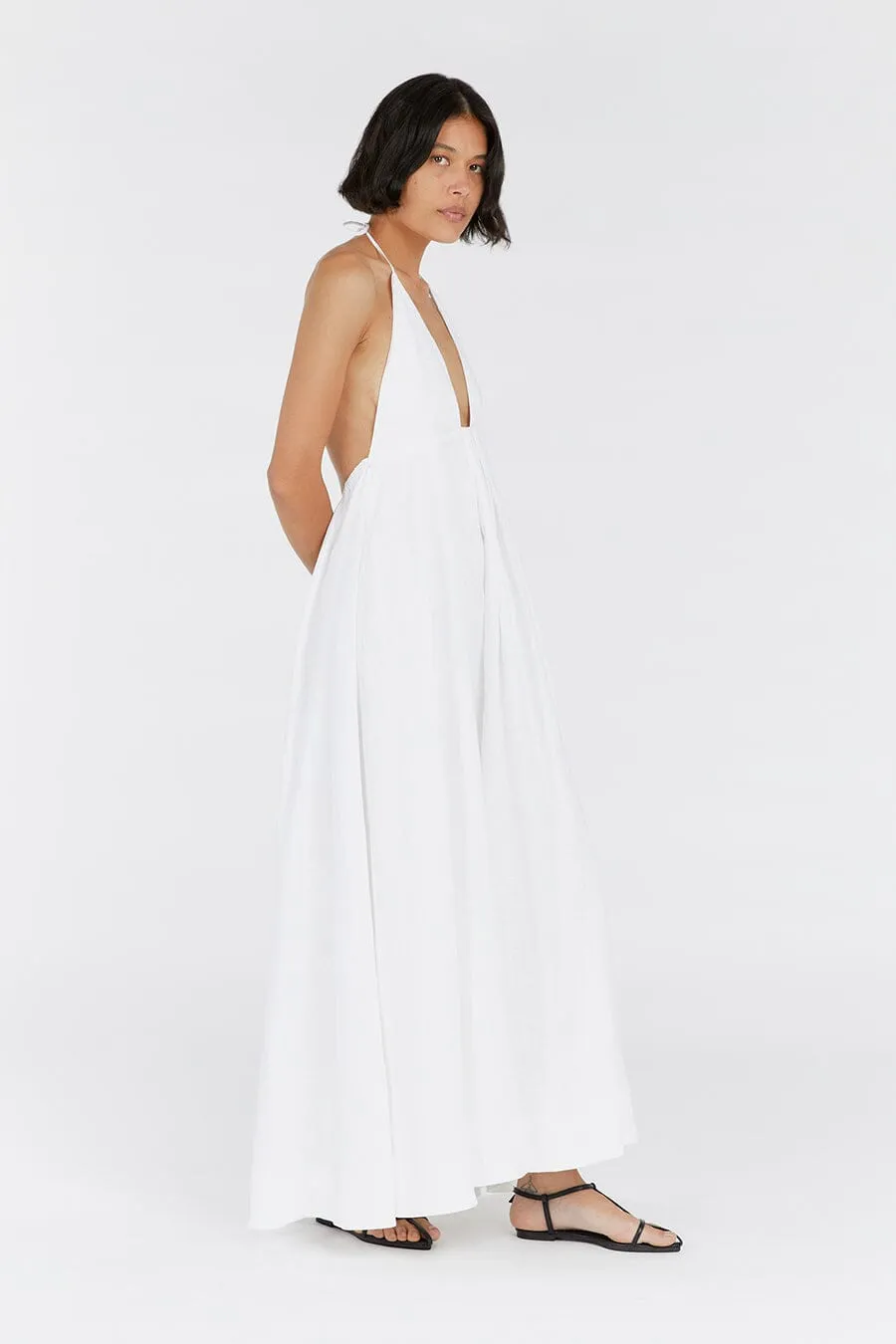 SICILY WHITE LINEN MAXI DRESS