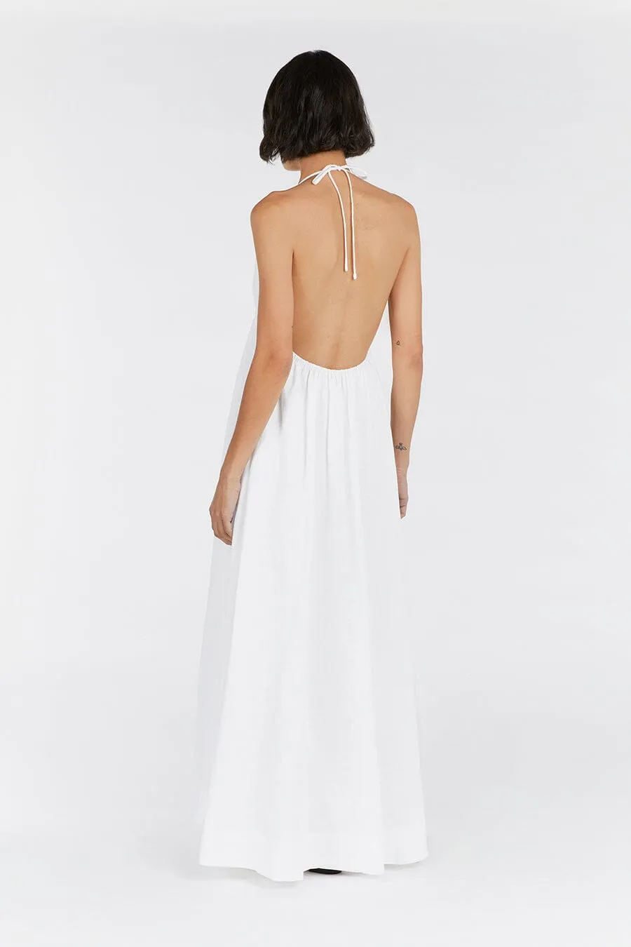 SICILY WHITE LINEN MAXI DRESS